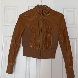 Arden B Faux Brown Leather Jacket Size M